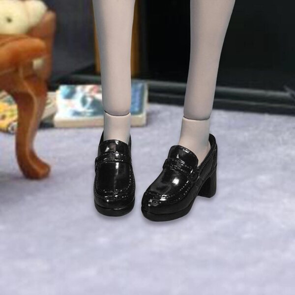 1/6 Perfeclan Realistische PU-Leder-Puppenschuhe Schwarz für weibliche Figuren