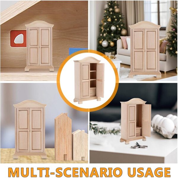 Mobiletto in legno rosa per casa delle bambole, miniatura decorativa resistente 15,8x9,2x4 cm