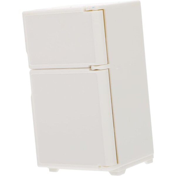 Mini Frigorifero Bianco in Plastica per Case delle Bambole, Accessorio Decorativo Compatto