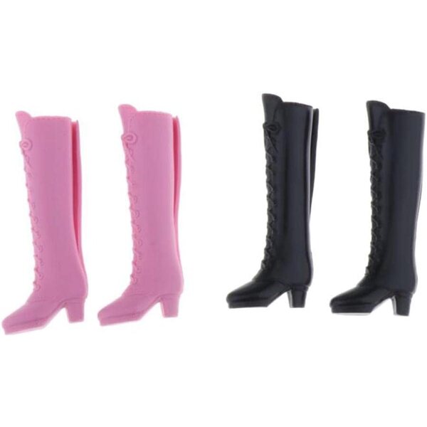 2 Paar schwarze Kunststoffschuhe für 1/6 Blythe- und BJD-Puppen – Modeaccessoires