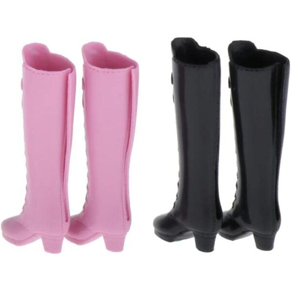 2 Paar schwarze Kunststoffschuhe für 1/6 Blythe- und BJD-Puppen – Modeaccessoires