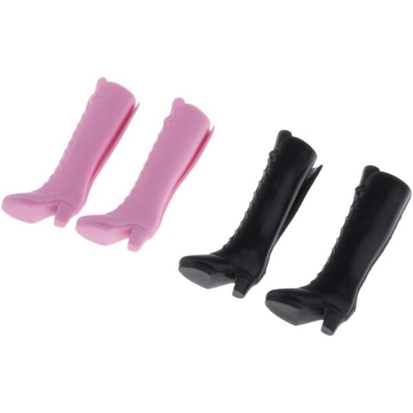 2 Paar schwarze Kunststoffschuhe für 1/6 Blythe- und BJD-Puppen – Modeaccessoires