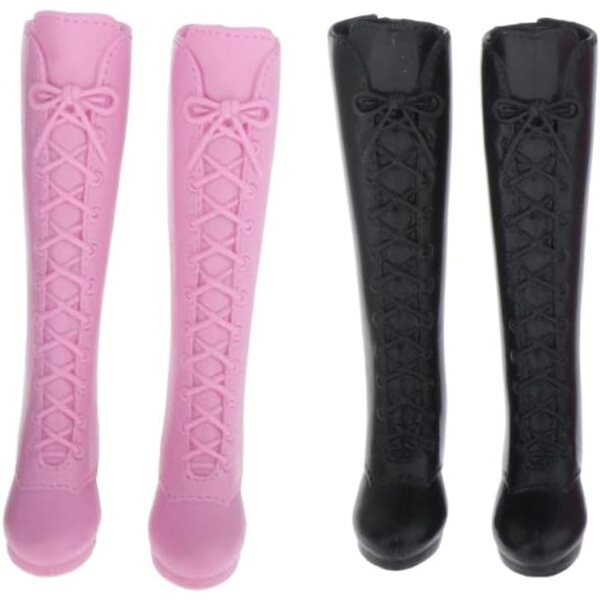2 Paar schwarze Kunststoffschuhe für 1/6 Blythe- und BJD-Puppen – Modeaccessoires