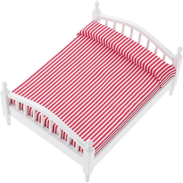 ORFOFE Letto in Miniatura per Casa delle Bambole, Accessorio Resistente e Realistico Rosa