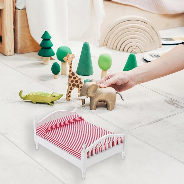 ORFOFE Letto in Miniatura per Casa delle Bambole, Accessorio Resistente e Realistico Rosa