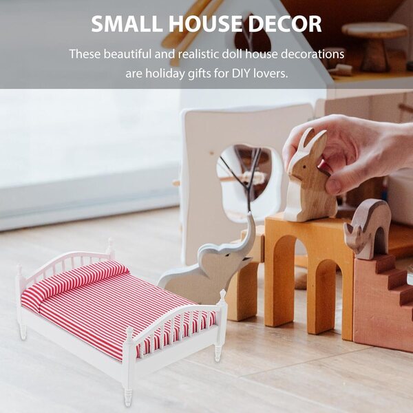 ORFOFE Letto in Miniatura per Casa delle Bambole, Accessorio Resistente e Realistico Rosa