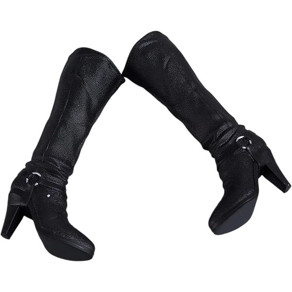 1/6 Stiefeletten mit Absatz für 30 cm große Figuren, elegant und widerstandsfähig aus schwarzem PU