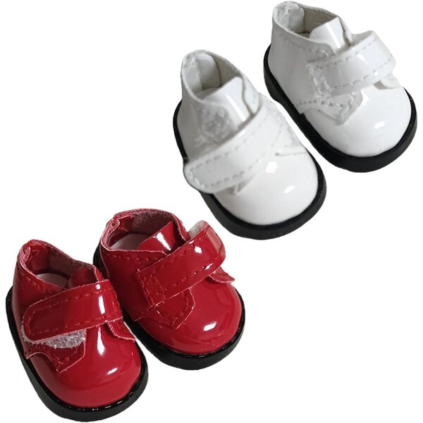 Puppenschuhe aus Kunstleder und Stoff, 2 Paar realistisch für Modespiele