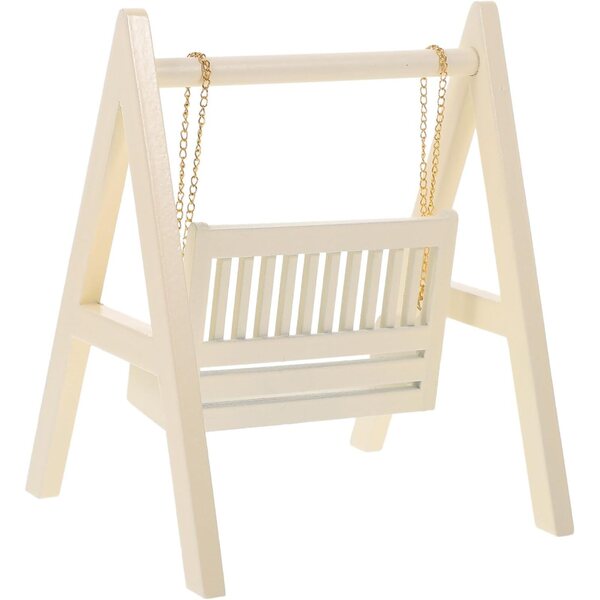 BESPORTBLE Mini Altalena in Legno Beige per Casa delle Bambole, Decorazione Miniatura