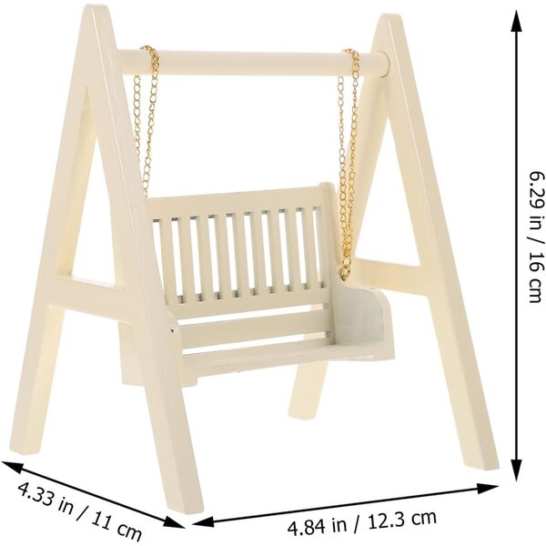 BESPORTBLE Mini Altalena in Legno Beige per Casa delle Bambole, Decorazione Miniatura
