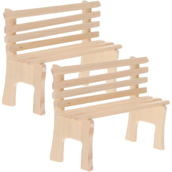 YARNOW Set 2 Sedie in Legno Miniatura Giallo Chiaro per Casa delle Bambole e Microfotografia