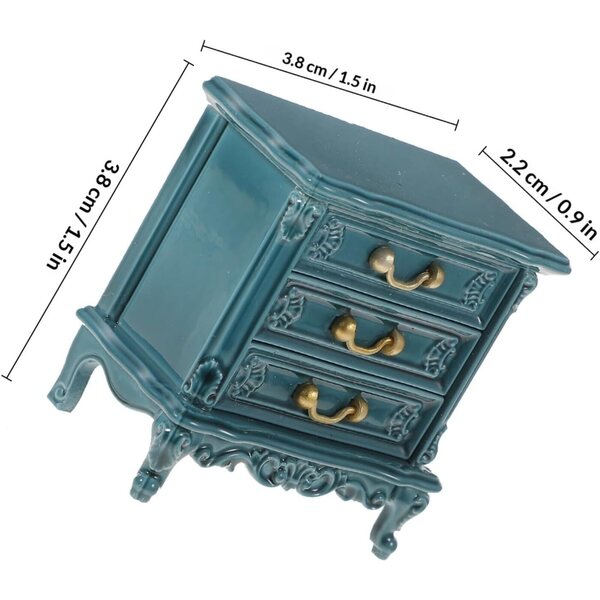 Blauer Mini-Schrank aus Kunststoff für Puppenhaus, realistisches Miniaturzubehör