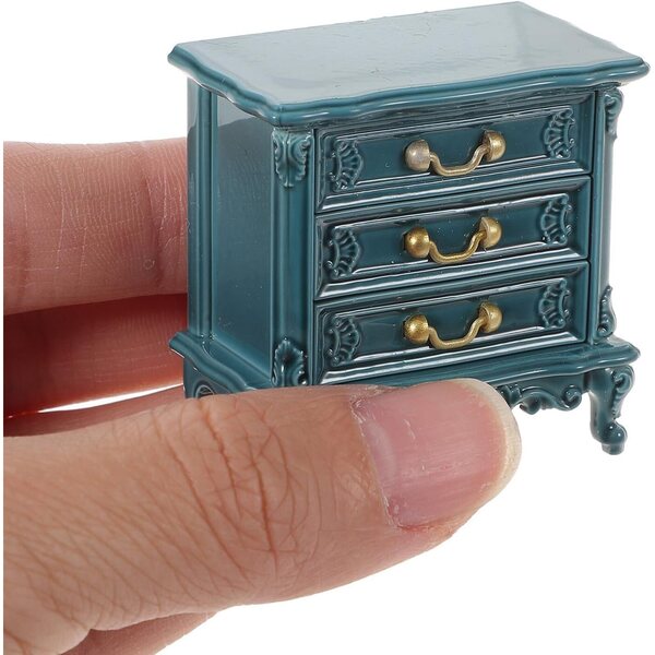 Blauer Mini-Schrank aus Kunststoff für Puppenhaus, realistisches Miniaturzubehör