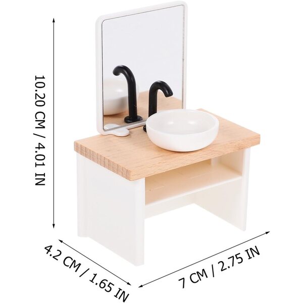 Mobiletto Lavabo in Miniatura YARNOW per Casa delle Bambole in Legno e Plastica