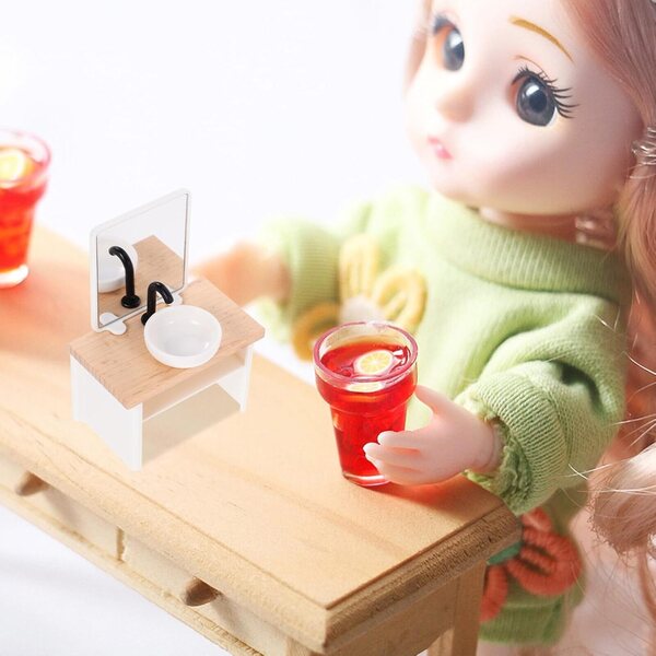 Mobiletto Lavabo in Miniatura YARNOW per Casa delle Bambole in Legno e Plastica