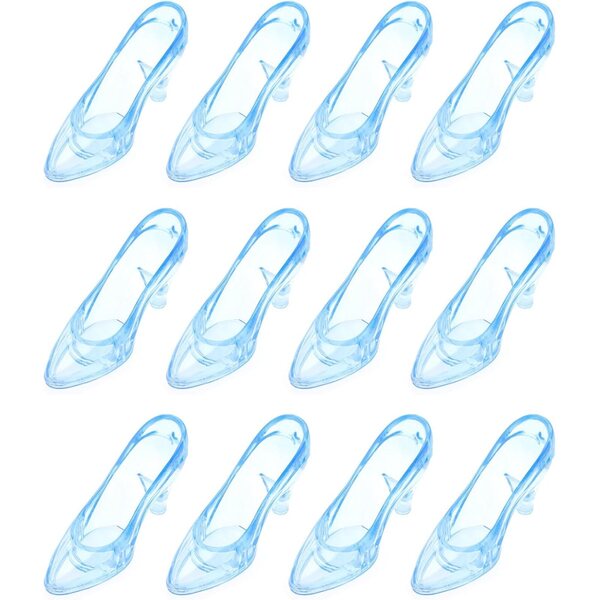 Set 12 Mini Scarpe in Acrilico Blu Cristallo - Elegante Decorazione da Ufficio