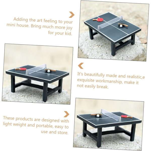 HEMOTON Mini Tavolo da Ping Pong in Legno per Casa delle Bambole e Decorazione