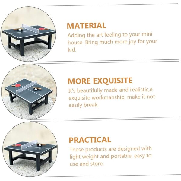 HEMOTON Mini Tavolo da Ping Pong in Legno per Casa delle Bambole e Decorazione