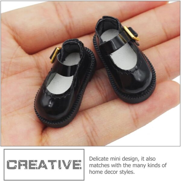 Mini Scarpe Nere in Tessuto per Bambole - Accessori Creativi e Decorativi 3,2 cm