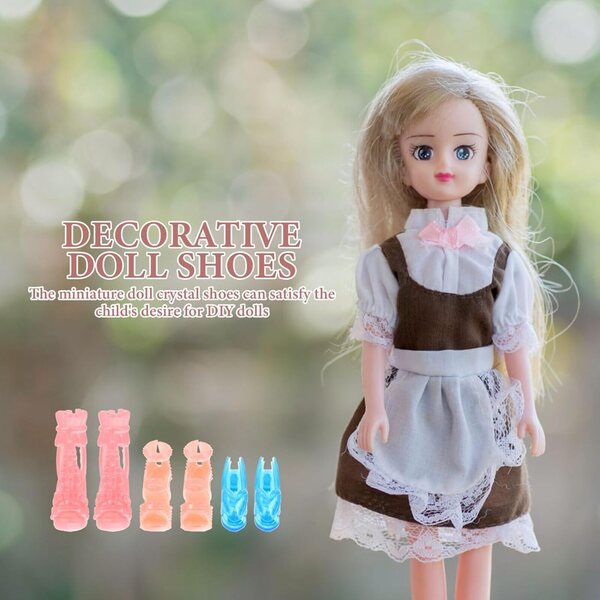 DECHOUS 15 Paia Scarpe Miniatura Crystal per Bambole in Plastica Colorate per DIY e Apprendimento