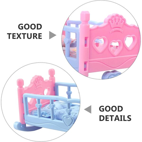 Letto per Bambole in Legno Resistente con Coperta Casual - Mobili Casa Miniature