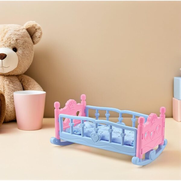 Letto per Bambole in Legno Resistente con Coperta Casual - Mobili Casa Miniature