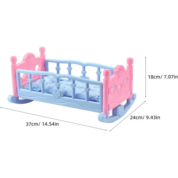 Letto per Bambole in Legno Resistente con Coperta Casual - Mobili Casa Miniature