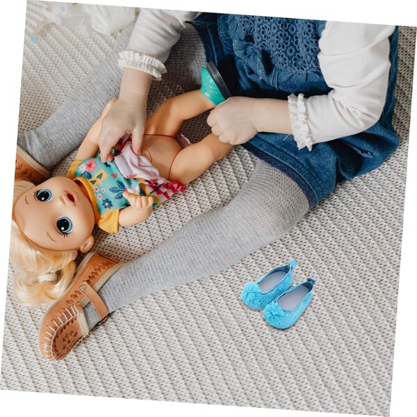 18-Zoll-Puppenschuhe in Himmelblau mit Glitzer für Rollenspiele und Partys