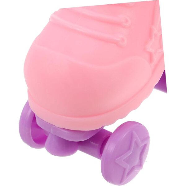 Set mit 3 Paar rosafarbenen Mini-Rollschuhen für Puppen, dekoratives Kunststoffzubehör
