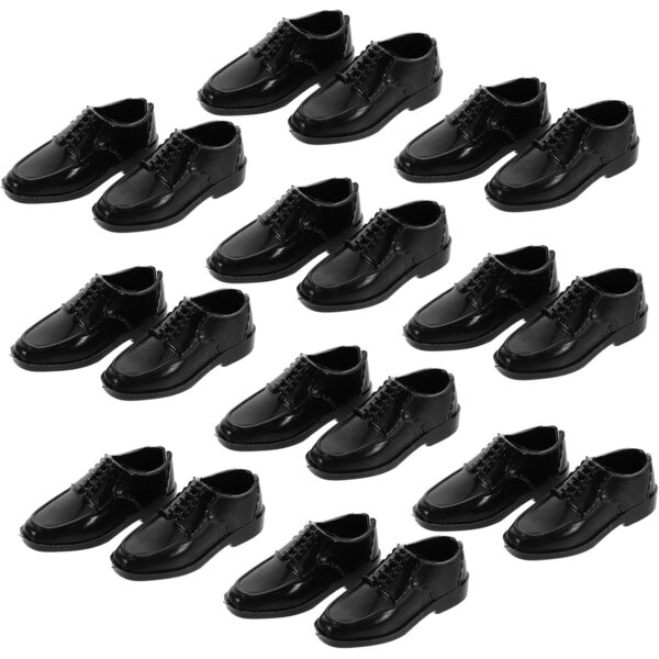Outanaya 10 Paia Scarpe Miniature Nero Eleganti per Bambole Stile Principe 1/6