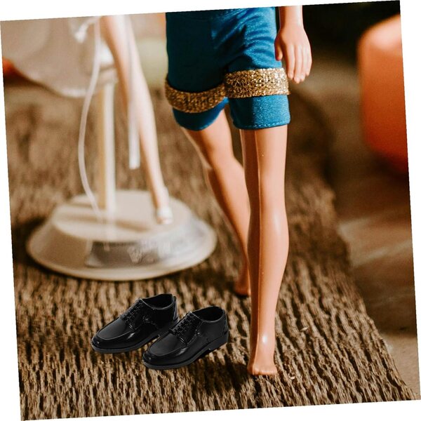 Outanaya 10 Paia Scarpe Miniature Nero Eleganti per Bambole Stile Principe 1/6