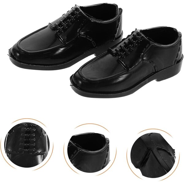 Outanaya 10 Paia Scarpe Miniature Nero Eleganti per Bambole Stile Principe 1/6