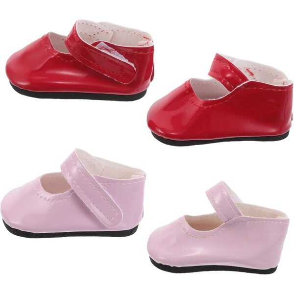 4 Miniaturschuhe für 18-Zoll-Puppen. Elegantes Zubehör für das Puppenhaus