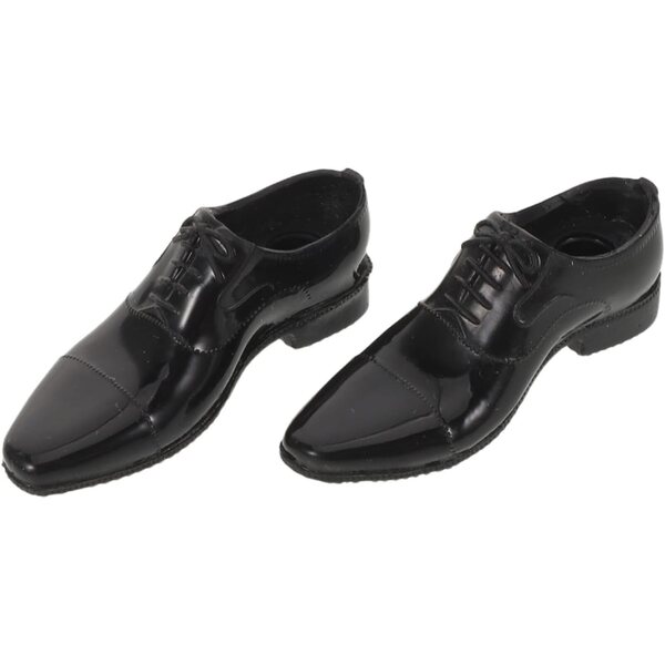 Miniaturschuhe für männliche 12-Zoll-Puppen – schwarze Kunstleder-Figurenschuhe
