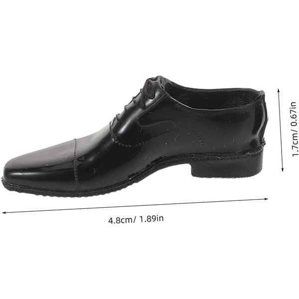 Miniaturschuhe für männliche 12-Zoll-Puppen – schwarze Kunstleder-Figurenschuhe