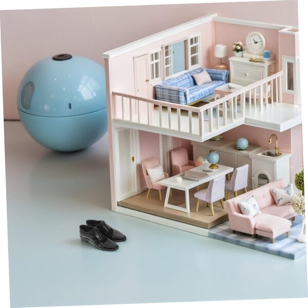 Miniaturschuhe für männliche 12-Zoll-Puppen – schwarze Kunstleder-Figurenschuhe