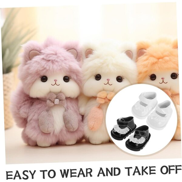 ORFOFE 2 Paar Mini-Puppenschuhe mit schwarzer und weißer Spitze, dekorative Accessoires
