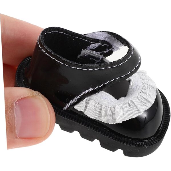ORFOFE 2 Paar Mini-Puppenschuhe mit schwarzer und weißer Spitze, dekorative Accessoires