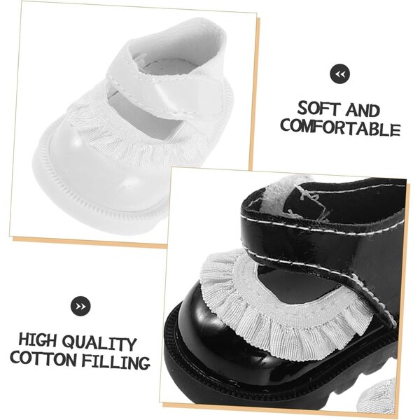 ORFOFE 2 Paar Mini-Puppenschuhe mit schwarzer und weißer Spitze, dekorative Accessoires