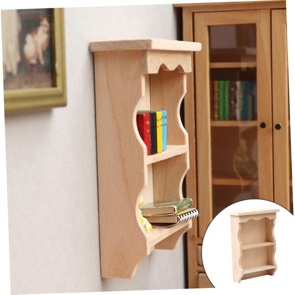 Mikinona Miniatur-Wandregal aus Holz für Puppenhaus 8,8 x 6,3 cm