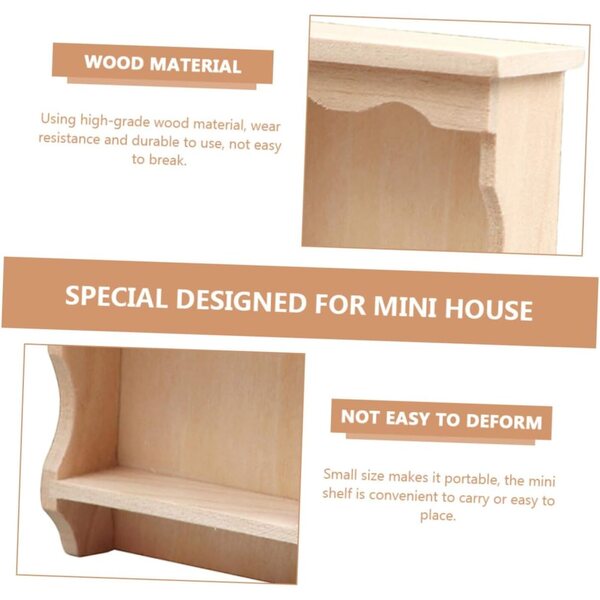 Mikinona Miniatur-Wandregal aus Holz für Puppenhaus 8,8 x 6,3 cm
