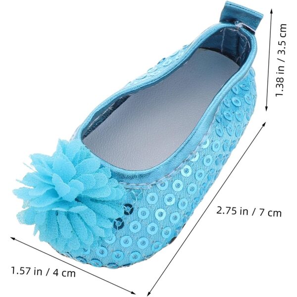 Paillettenschuhe für Puppe, funkelndes Blau, elegantes Zubehör, Miniaturgröße