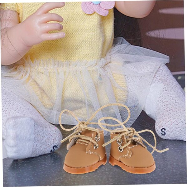 Mini Scarpe Regolabili in Tessuto Marrone Chiaro per Bambole - Accessori Adorabili