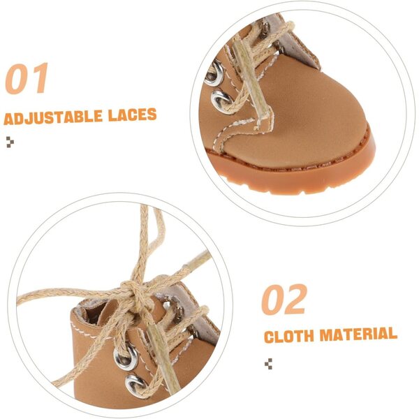Mini Scarpe Regolabili in Tessuto Marrone Chiaro per Bambole - Accessori Adorabili