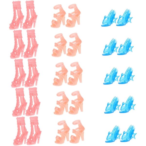 Mini Scarpe Trasparenti per Bambole 30 cm - 15 Paia di Scarpe Creative in Plastica