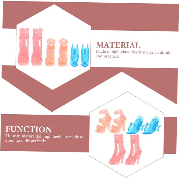Mini Scarpe Trasparenti per Bambole 30 cm - 15 Paia di Scarpe Creative in Plastica