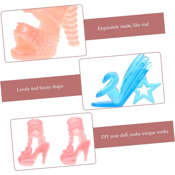 15 Paia Mini Scarpe Resistenti a Usura per Bambole - Tacchi Alti Simulati, Accessori Creativi