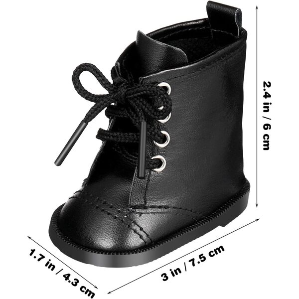 Bottine bambole Miniature 18 Pouces in PU Nero Leggere e Lavabili Decorazione
