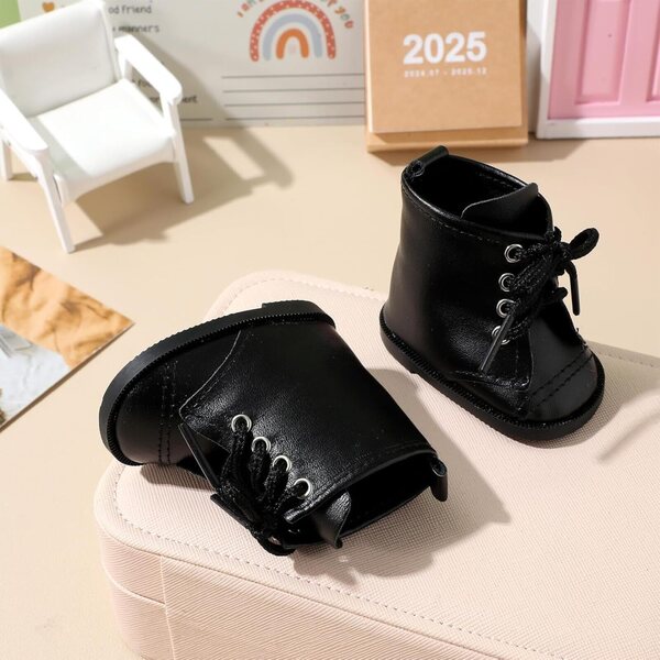 Bottine bambole Miniature 18 Pouces in PU Nero Leggere e Lavabili Decorazione
