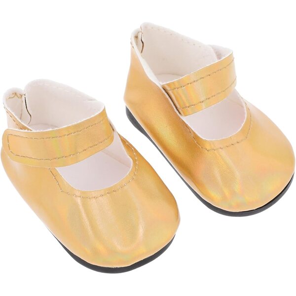 Elegante und langlebige goldene Miniatur-Puppenschuhe für kreative kleine Mädchen